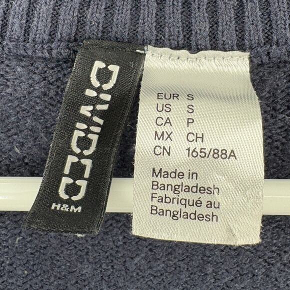 2/$30 DIVIDED by H&M Cardigan Size S Navy Blue Cropped Plaid Green - Picture 5 of 8